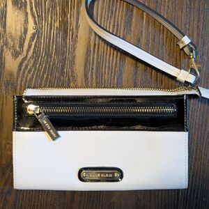 Anne Klein White and Black Wristlet
